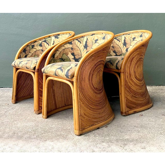 Mid-Century Modern Vintage Pencil Reed Sunburst Dining Chairs For Sale - Image 3 of 15
