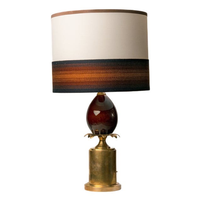 Gold and Amber Table Lamps, 1970s, Set of 2 For Sale