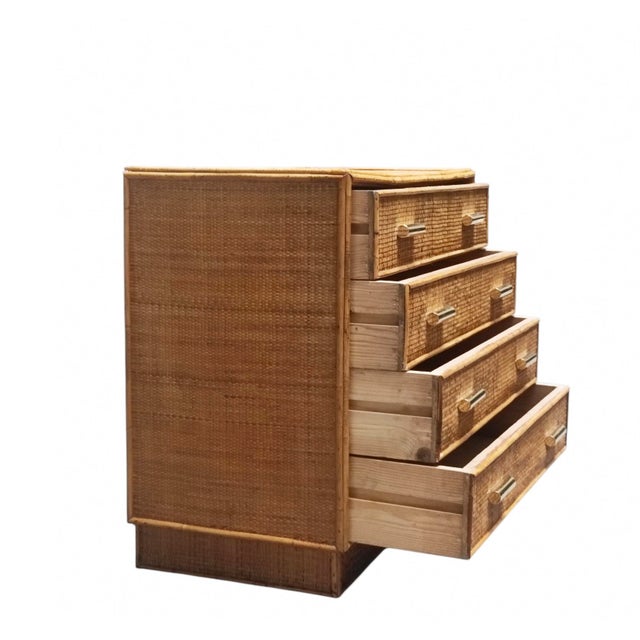 Bamboo and Woven Rattan Chest of Drawers, Italy, 1960s For Sale - Image 4 of 7