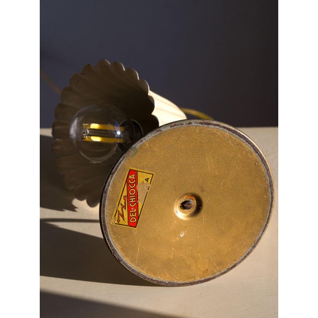 Vintage Brass Table Lamps with Enameled Corolla Lampshades, 1950s, Set of 2 For Sale - Image 6 of 15