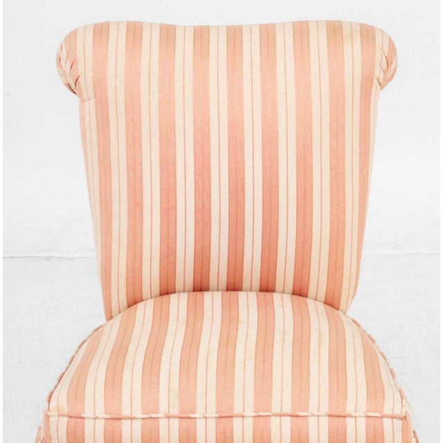 Contemporary Pink Striped Silk Upholstered Slipper Chair For Sale - Image 3 of 8
