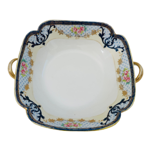 Hand Painted Nippon "Morimura Brothers" Blue & Gold Trim Serving Bowl