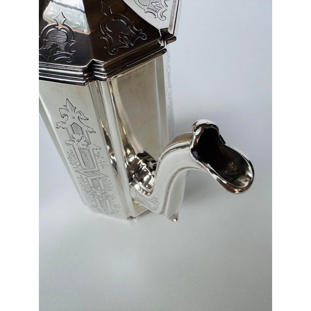 Antique S & Co Engraved Silver Plate Coffee Pot For Sale - Image 10 of 15