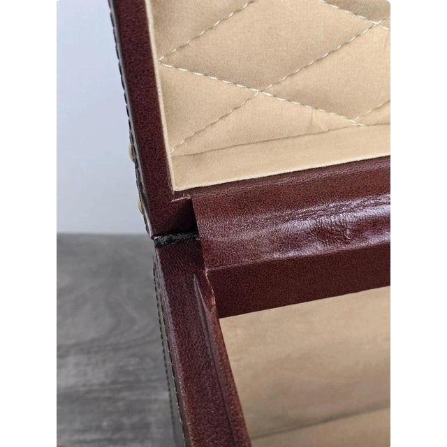 Vintage Brown Leather Storage Trunk with Brass Hardware | Chairish