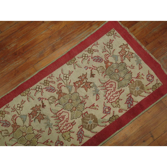 Vintage Ivory Floral Narrow Turkish - 2'2" x 10'8" For Sale In New York - Image 6 of 9