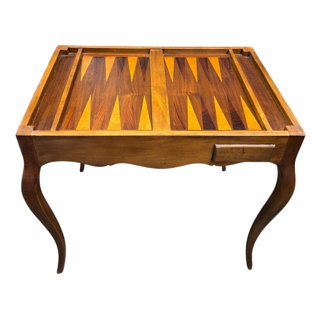 Mid 20th Century Louis XV Style Marquetry Chess & Backgammon Game Table For Sale - Image 4 of 7