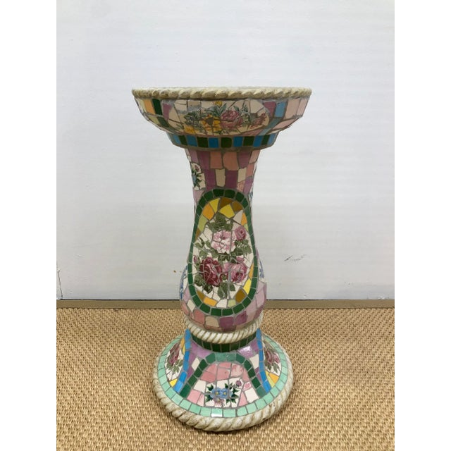 1970s Vintage Artistic Mosaic Colorful Plant Stand or Pedestal Column For Sale - Image 5 of 7