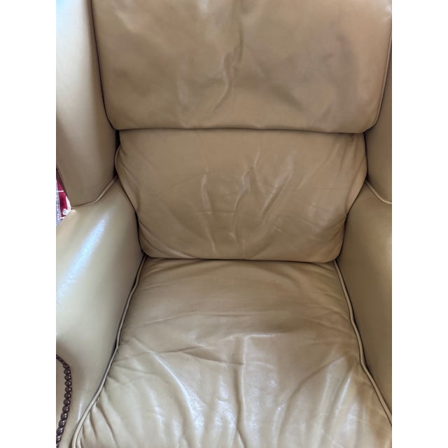 Mid-Century Modern VTG Classic Leather Inc Mahogany Chippendale Wingback Chair Tufted Armchair MCM For Sale - Image 3 of 10