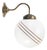 French White Opaline Glass and Brass Bistro Sconce with Gilt Stripes For Sale