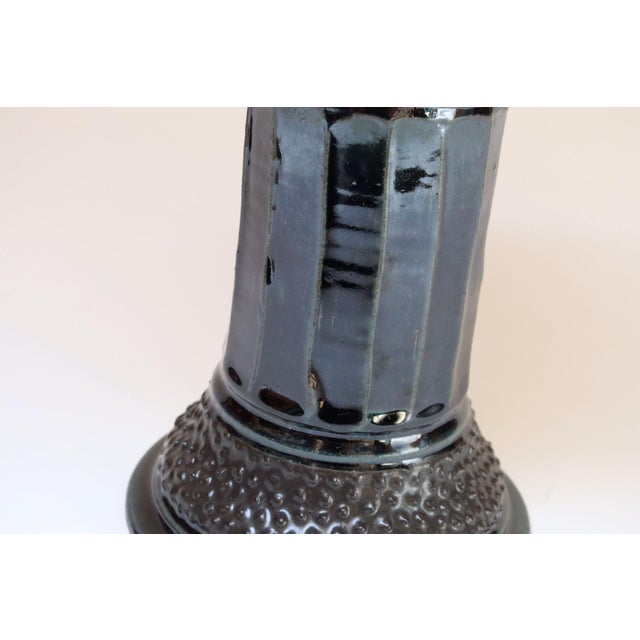 Vintage Studio Pottery Metallic Blue Pedestal / Votive Holder by Deanna Nichols For Sale - Image 14 of 18