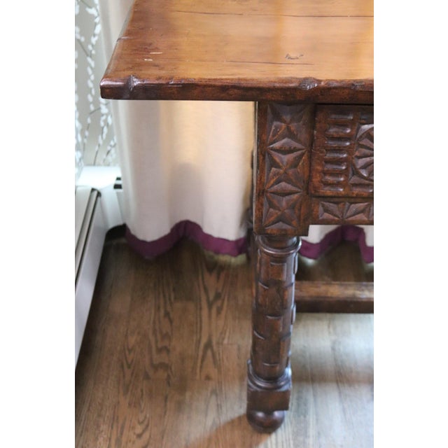 108-Inch Spanish Baroque Hand-Carved Walnut Console Table - 9-Foot Grand Hacienda Refectory For Sale - Image 12 of 18
