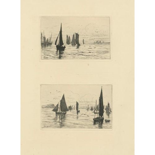 George S. Ferrier, Fshing Boats, 1879, Etchings, Set of 2 For Sale - Image 3 of 10