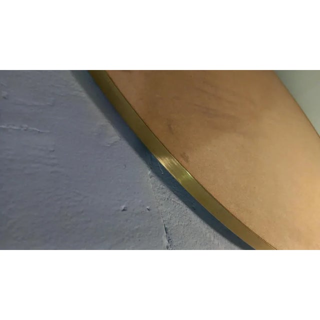 Round Mirror with Brass Frame For Sale - Image 5 of 6