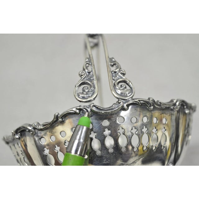 Antique Wallace Bros Victorian Silver Plated Reticulated Small Basket Nut Dish For Sale - Image 11 of 15