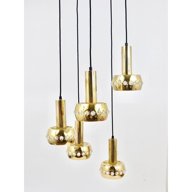 Austrian Cascade Pendant Light in Brass and Crystals from Bakalowits & Söhne, 1970s For Sale - Image 3 of 18