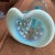 Glass Small Vintage Blue and Opalescent Hobnail Glass Cornucopia Horn For Sale - Image 7 of 13