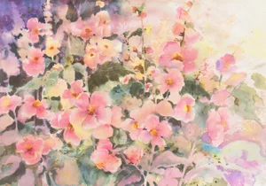 'Pink Daisies' by Beverly Fields, California Watercolor Society, Society of Watercolor Artists, Woman Artist, Zoltan Szabo