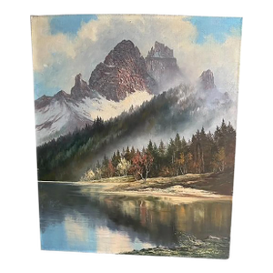 Je Lemke Landscape Mountain Lake Oil Painting 1930's