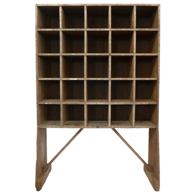 1940s Rustic Wood Open Cubby Storage Unit For Sale - Image 4 of 4
