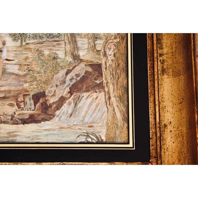 Very Large Antique Framed Needlework, “Boys Playing Soldiers” For Sale - Image 12 of 12