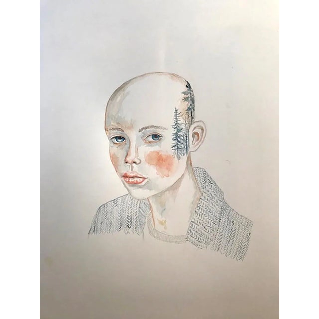 Anne Siems, Forest Tattoo, Portrait Painting with Tattoo Drawing, Paper, 2020 For Sale - Image 3 of 3