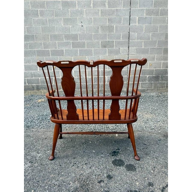 Vintage George III Style Solid Oak Windsor Style Comb- Back Settee Bench For Sale - Image 13 of 17