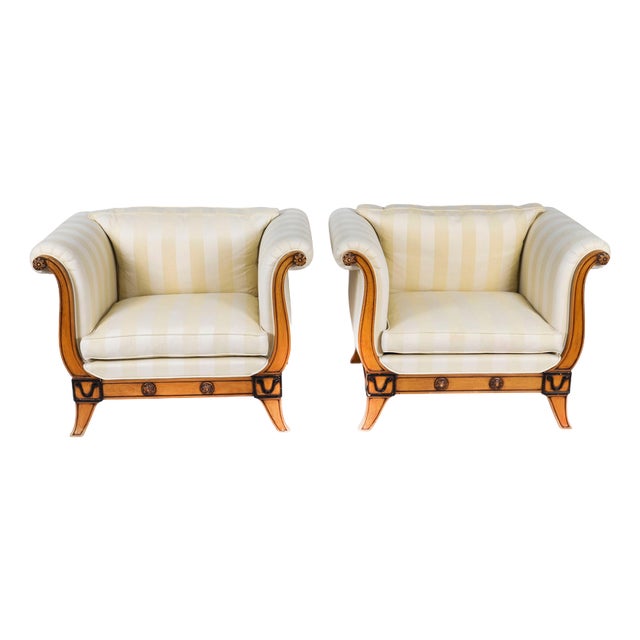 Vintage Biedermeier Revival Birchwood Armchairs from Fratelli Boffi, 20th Century, Set of 2 For Sale