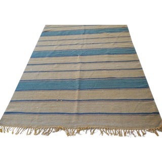 Handwoven Wool Rug From India - 5′ × 8′2″ For Sale