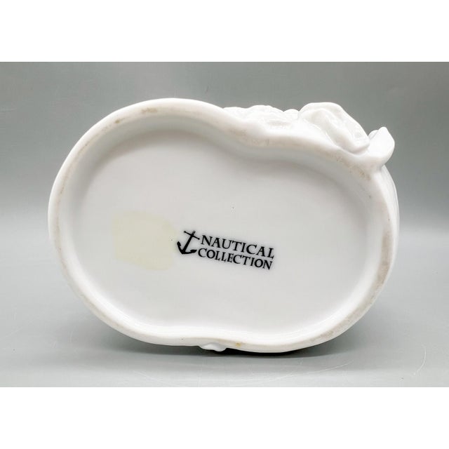 Ceramic White Porcelain Spiral Snail Shell Lidded Jar – Coastal Nautical Sugar Bowl or Salt Cellar For Sale - Image 7 of 11