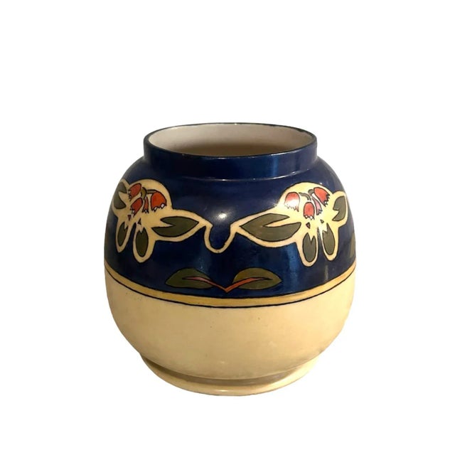 Cream Antique American Belleek Ceramic Art Company Arts & Crafts Hand Painted Tulip Squat Form Vase, Circa 1905 For Sale - Image 8 of 11