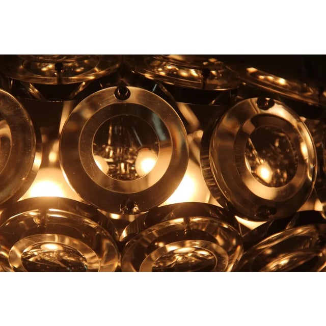 Vintage Italian Steel & Glass Chandelier, 1970s For Sale - Image 5 of 11