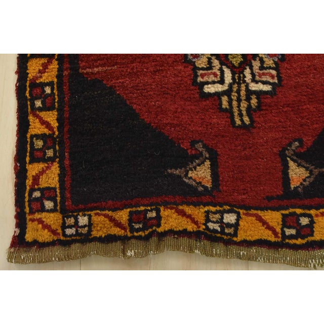 Malatya Rug 1’8” X 3’3” Red Wool Vintage Tribal Hand-Knotted Oriental Carpet For Sale In Philadelphia - Image 6 of 8