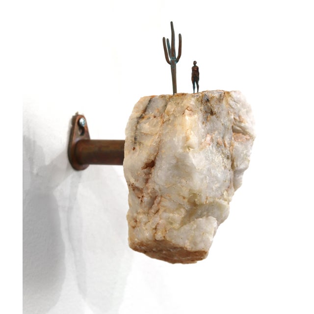 Contemporary Desert Wall 002 - Original Southwest-Inspired Copper and Stone Figurative Wall Sculpture by Kevin Perrault For Sale - Image 3 of 10