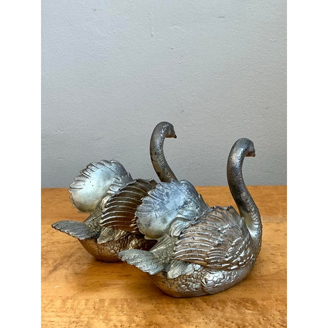 Vintage Ornamental Silver Swan Sculptures - Pair For Sale - Image 12 of 12