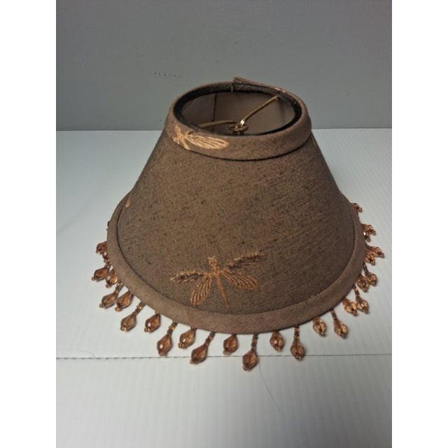 Late 20th Century Vintage Beaded and Embroidered Dragonfly Clip on Lamp / Candelabra / Chandelier Shade For Sale - Image 5 of 11