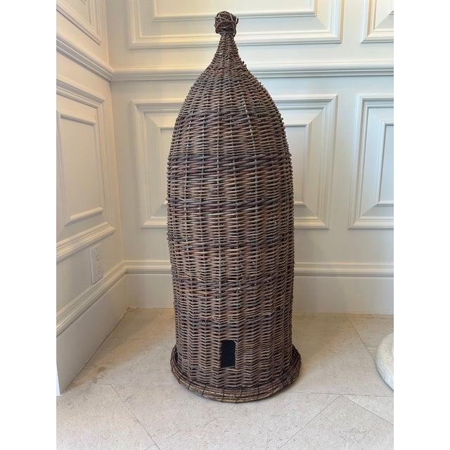 Fabulous Large Vintage Woven Wicker Bee Skep. Intricately handwoven all willow wicker. Great textural piece with an...