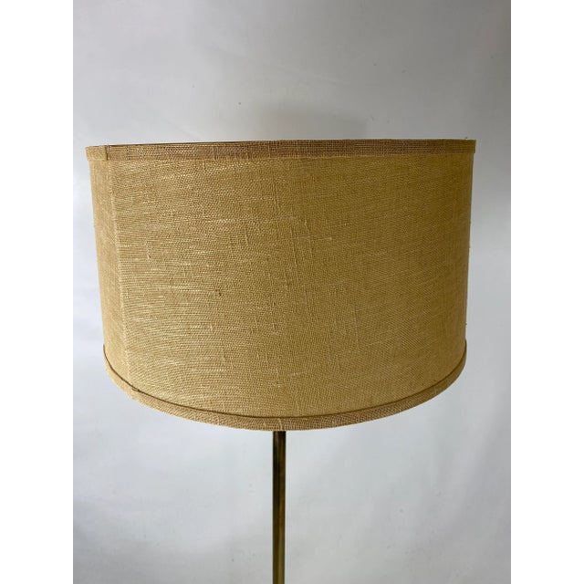 Mid-Century Modern Mid-Century Brass and Walnut Swing Arm Floor Lamp W/ Shade For Sale - Image 3 of 7