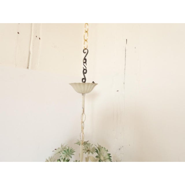 French Vintage Tole Daisy Chandelier For Sale - Image 4 of 8