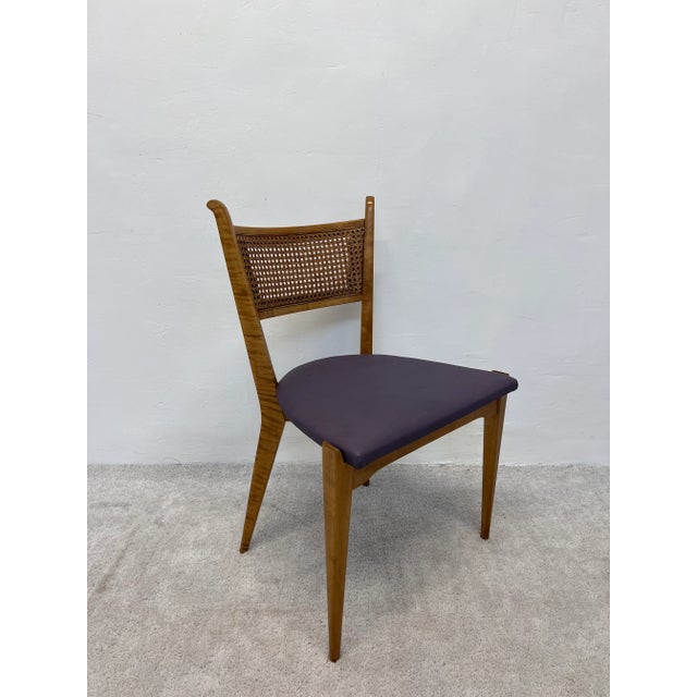Wood Edmund J Spence Cane Back Leather Dining or Side Chairs For Sale - Image 7 of 13