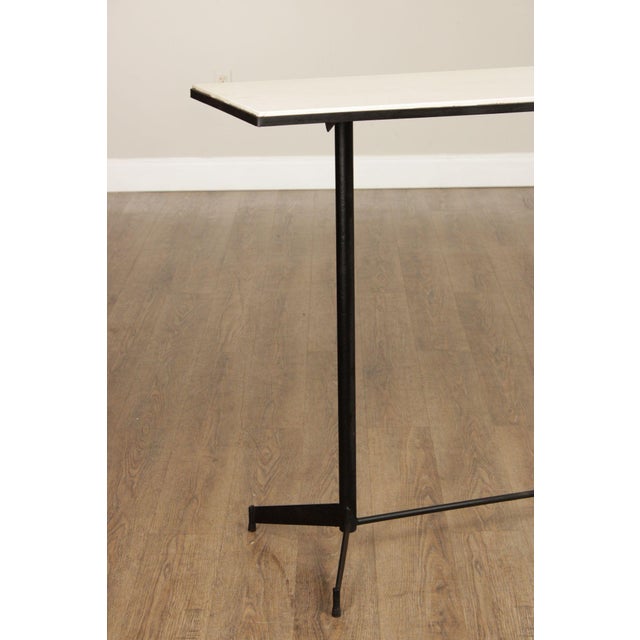 Mid Century Modern Industrial Marble Top Steel Console Bar Table For Sale - Image 12 of 12