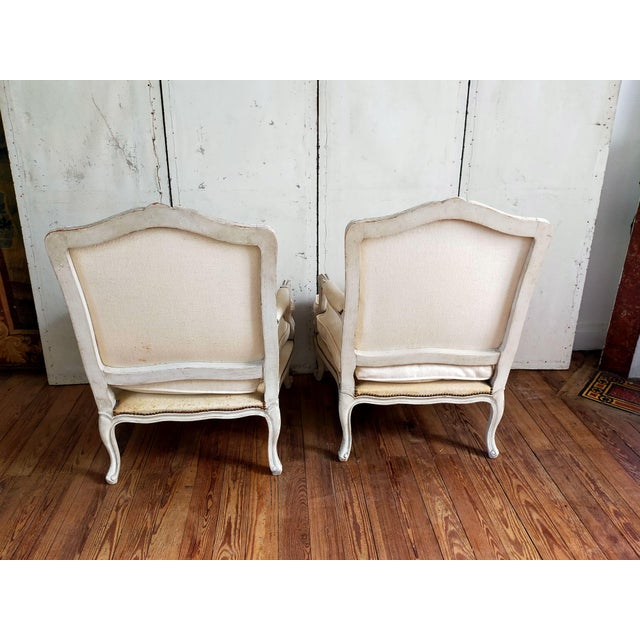 Wood Large Louis XV Style Bergère Armchairs, 1970s, Set of 2 For Sale - Image 7 of 10