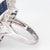 Metal Invisible Set Sapphire Diamond Ring Large Square Cocktail 18k White Gold Sz 8 For Sale - Image 7 of 7