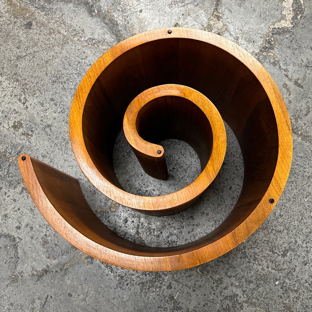 Mid 20th Century Modern Walnut Snail Pedestal Coffee Table | Chairish