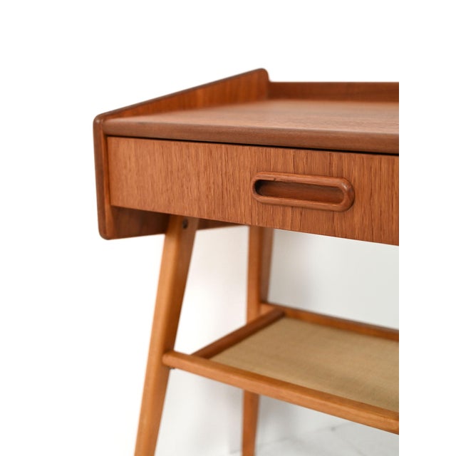 Scandinavian Bedside Table with Fabric Shelf, 1960s For Sale - Image 6 of 9