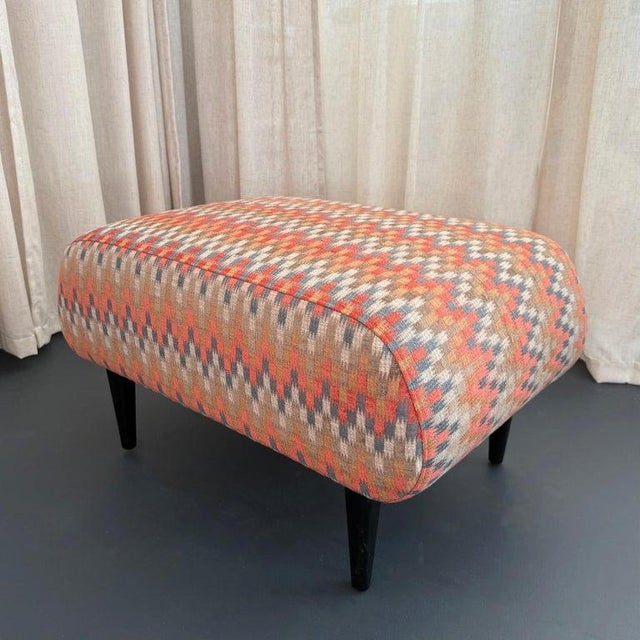 1940s MId Century Modern Upholstered Lounge Chair Ottoman Set For Sale - Image 10 of 11