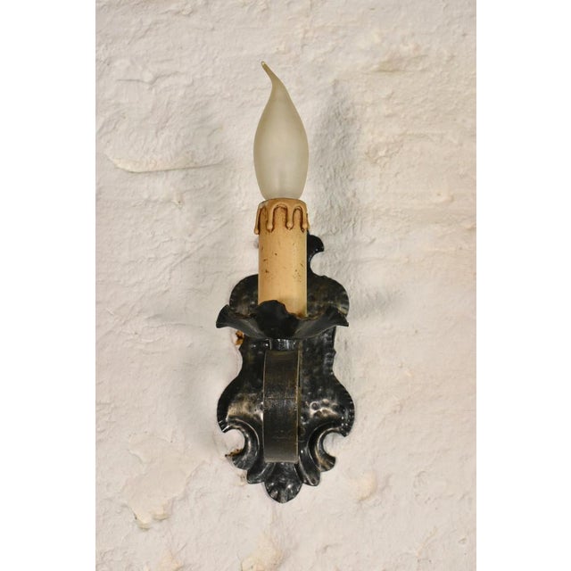 1970s Mid-Century Gothic Tole Wall Sconces, 1970s, Set of 2 For Sale - Image 5 of 9