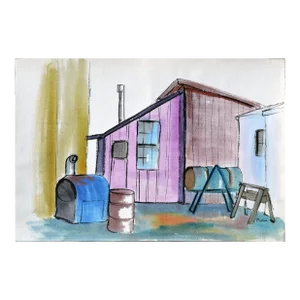 Vintage Watercolor Landscape -- the Workshop by Diane Baldwin