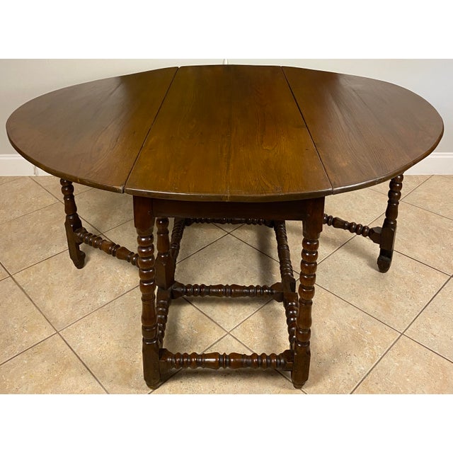 Brown English William and Mary Gateleg Table Barley Twist Legs, 17th–Early 18th C. For Sale - Image 8 of 13