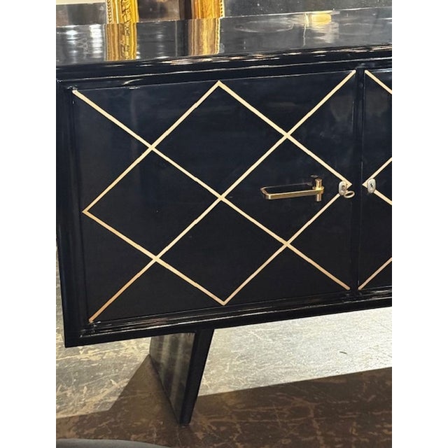 Italian MCM Design Black and Gold Sideboard For Sale - Image 10 of 10