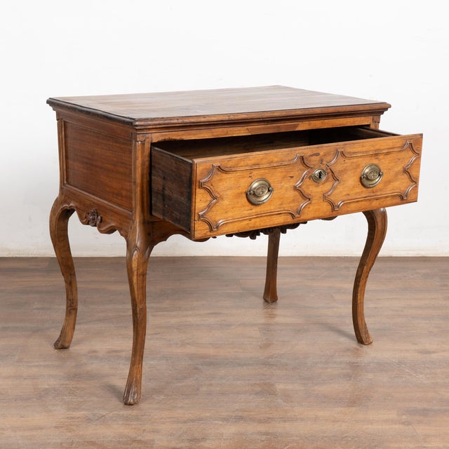 18th Century Portuguese Chestnut Side Table with Drawer 18th-century chestnut side table with elongated cabriole legs and...